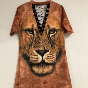 Deep V-necked Tiger Dress